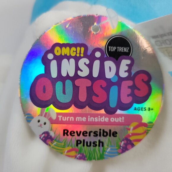 Plush Stuffed Reversible Easter Egg with White Rabbit NWT 13" - Picture 3 of 5